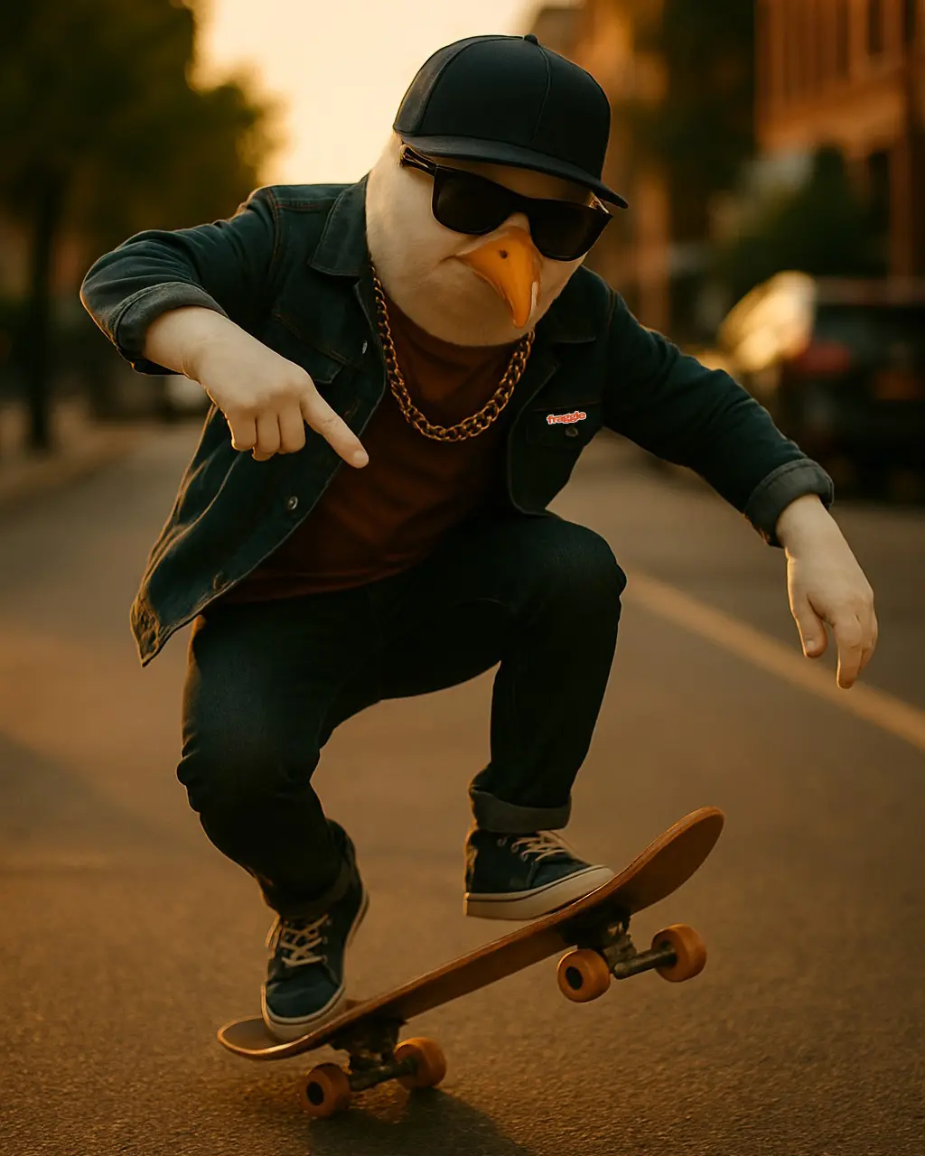 Goéland qui fait du skate